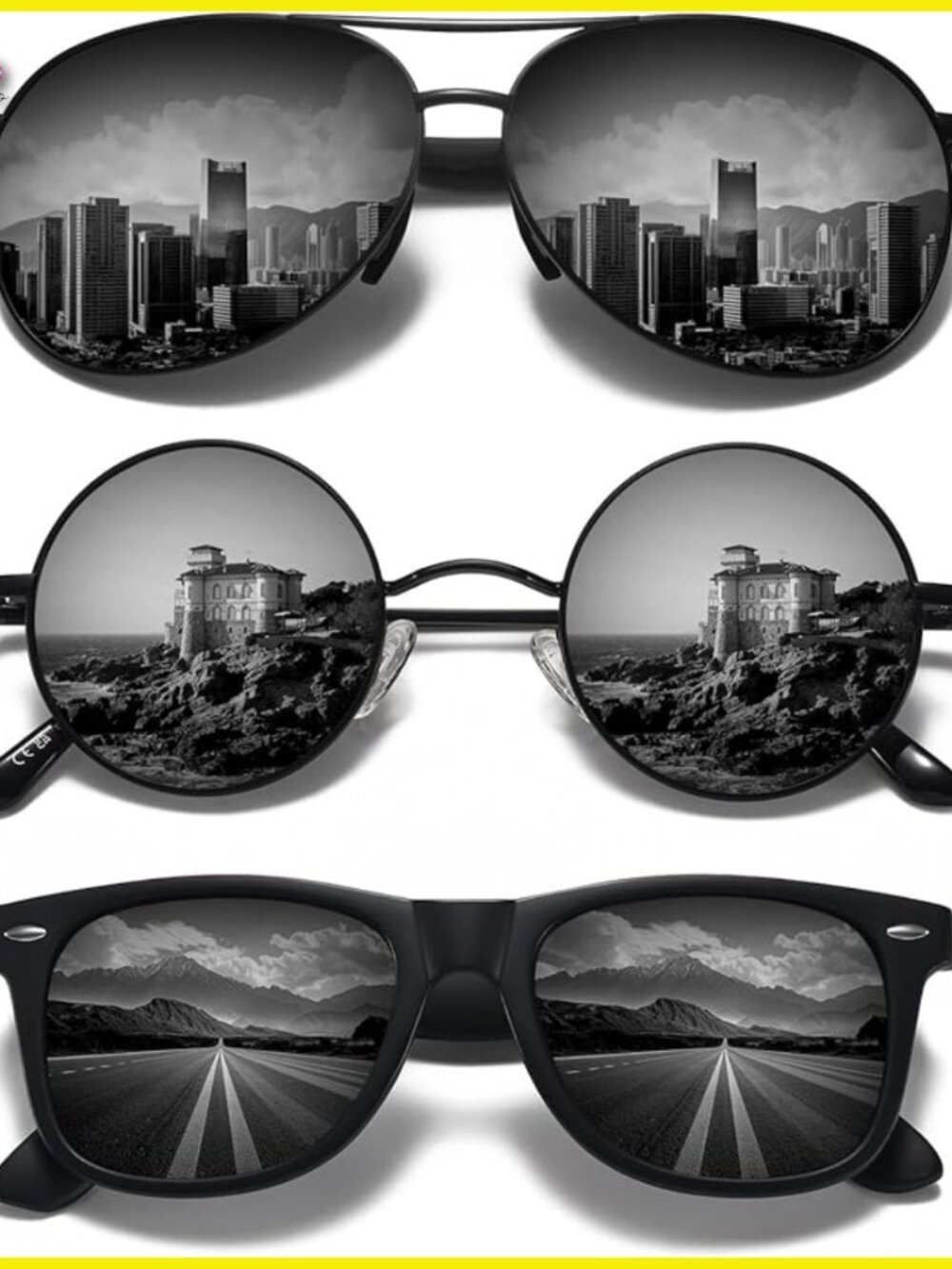 Polarized Sunglasses Set Retro Round Aviator Classic Frames Uv400 Protection